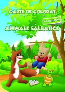 Carte de colorat cu abțibilduri - Animale sălbatice