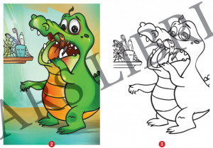Colorează și creează o poveste cu o bufniță și un pui de crocodil! - Img 2