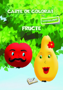 Carte de colorat cu abțibilduri - Fructe