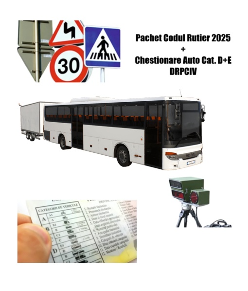 Chestionare Auto Cat. D+E DRPCIV + Codul Rutier 2025