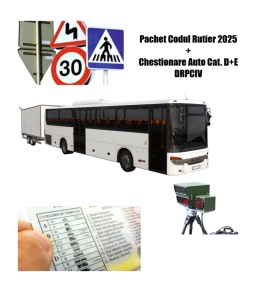 Chestionare Auto Cat. D+E DRPCIV + Codul Rutier 2025