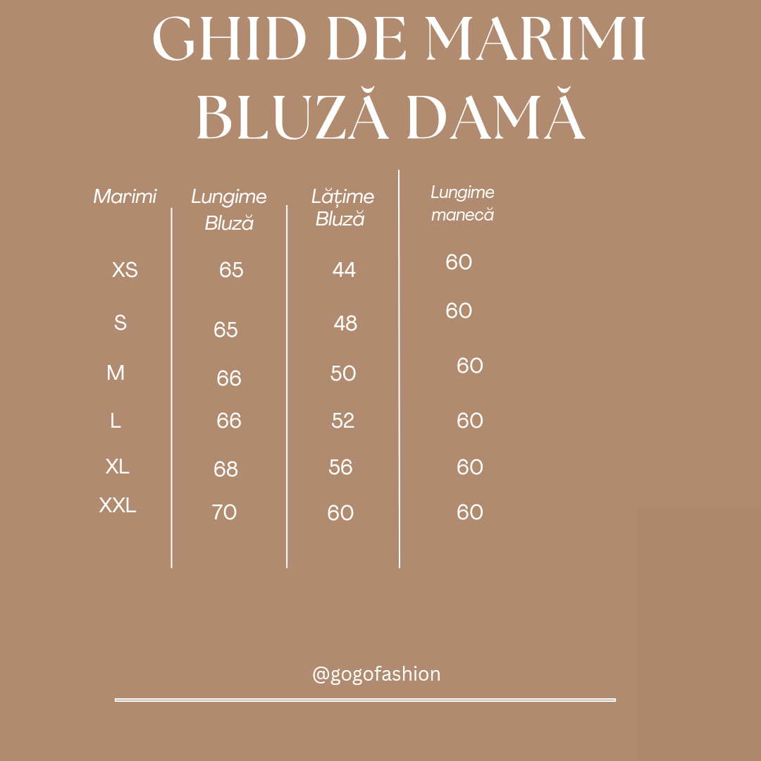 Tabel bluze dama