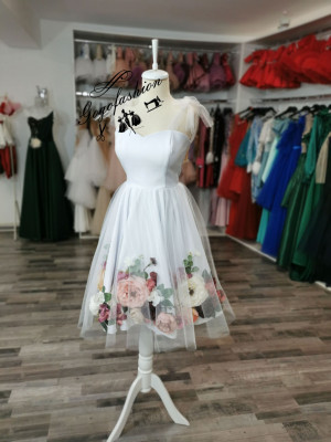 Rochie de cununie cu corset si flori 3 D - Floris