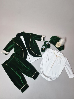 Set costum botez verde smarald