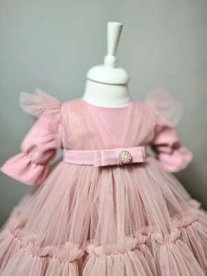 Rochiță botez Amedeea pentru fetițe – elegantă, delicată, din tulle fin