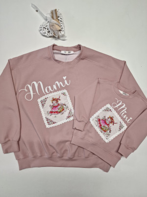 Set bluze mamă fiică din bumbac - Pink