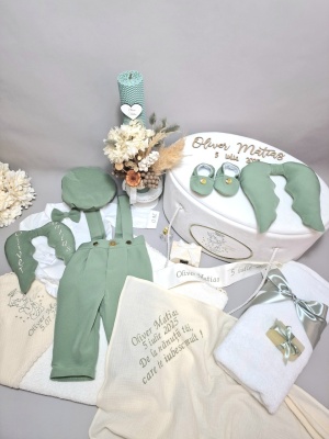 Trusou botez pentru baieti verde olive - Anton