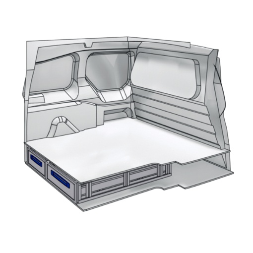 Sistem de sertare sub podea XLD Line Provan 57-1-155-00 pentru RENAULT Kangoo 2008-2021, ampatament L1 (2697 mm), inaltime H1 (1816 mm)
