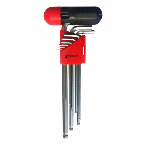 Z-TOOLS Set chei locas hex sferice extra lungi cu maner 9 buc SW1,5-10