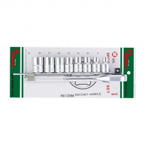 HANS 1/2"set chei tubulare si antrenor cu clichet 9pcs 8-21 46139 blister