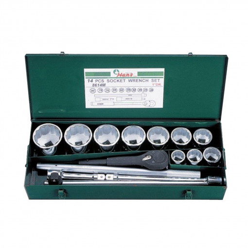 HANS 1" set chei tubulare in 12 puncte si accesorii 14 buc 36-80 8614M