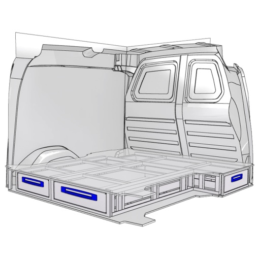 Sistem de sertare sub podea XLD Line Provan 57-1-109-00 pentru RENAULT Kangoo 2008-2021, ampatament L1 (2697 mm), inaltime H1 (1816 mm)