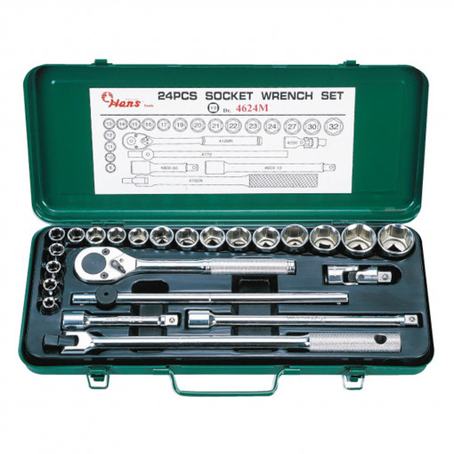 HANS 1/2"set chei tubulare si accesorii 24 buc. 5 / 16-1 1/4 4624A