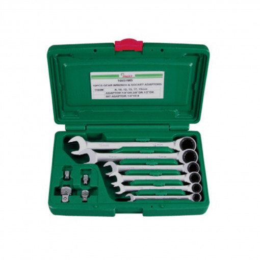 HANS set cu chei combinate cu clichet 6buc 8-19 si adaptoare 16651MB