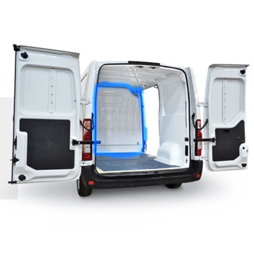Separator compartiment marfa din ABS pentru FORD TRANSIT RWD/AWD 2014- , Ampatament: 3300(L2), dimensiuni compartiment incarcare: 3044x2025(H3), Cu usa glisanta pe partea stanga (volan pe partea dreapta)