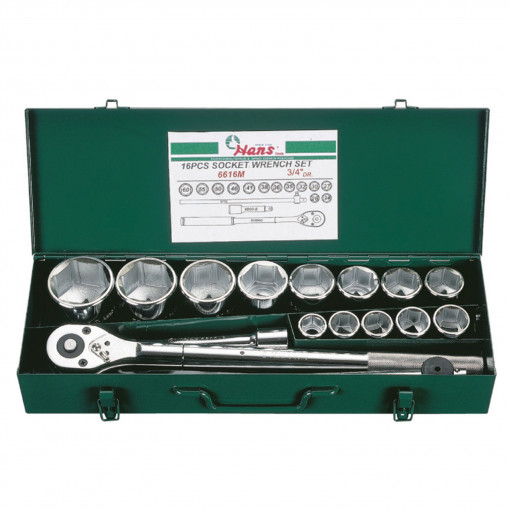 HANS 3/4" set chei tubulare si accesorii 16 buc. 24-60 6616M