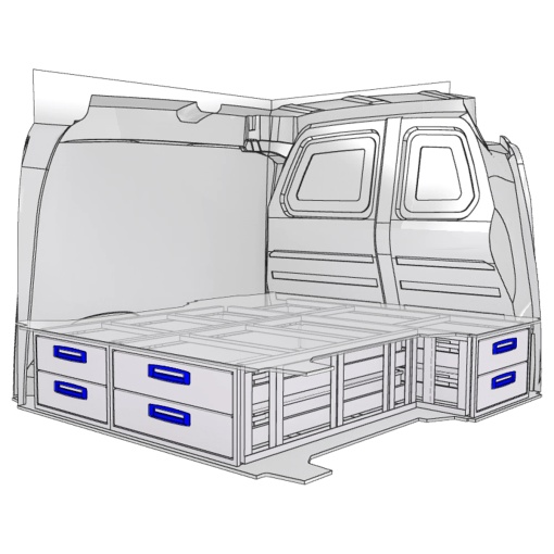 Sistem de sertare sub podea XLD Line Provan 57-1-110-00 pentru RENAULT Kangoo 2008-2021, ampatament L1 (2697 mm), inaltime H1 (1816 mm)