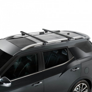 Sistem de 2 bare transversale aluminiu CRUZ 925-795 Airo Dark R128 pentru Ford Courier II Tourneo/Transit 5p (railing) (2014-->) cu bare longitudinale - Img 2