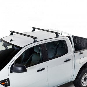 Sistem de 2 bare transversale aluminiu CRUZ 925-092 Alu Cargo Dark AF148 pentru Toyota Hiace LWB high roof (JP/H200) (2004-->2019) cu jgheaburi de ploaie - Img 4