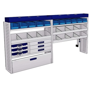 Sistem mobilier modular Provan LVOS-2002-1 pentru FORD Transit 2014-2018, ampatament L3 (3750 mm) tractiune spate, inaltime H2 (2543 mm)