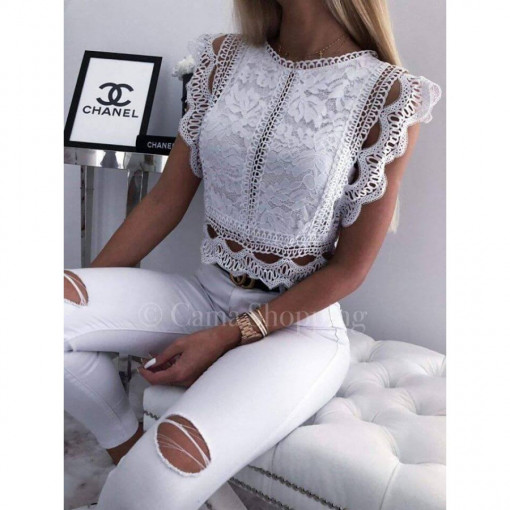 блуза во бела боја-код 9804