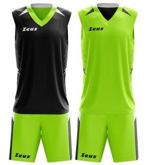 Двостраниот кошарски дрес ZEUS Reversible Kit Jam Verde fluo/Nero