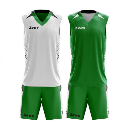 Детски двостранен кошарски дрес ZEUS Reversible Kit Jam Verde/Bianco
