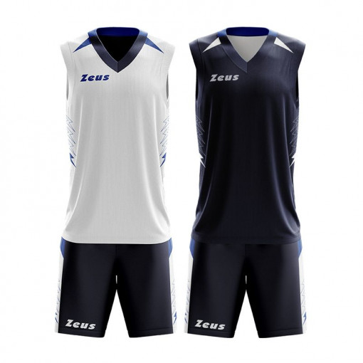 Детски двостранен кошарски дрес ZEUS Reversible Kit Jam Blu/Bianco
