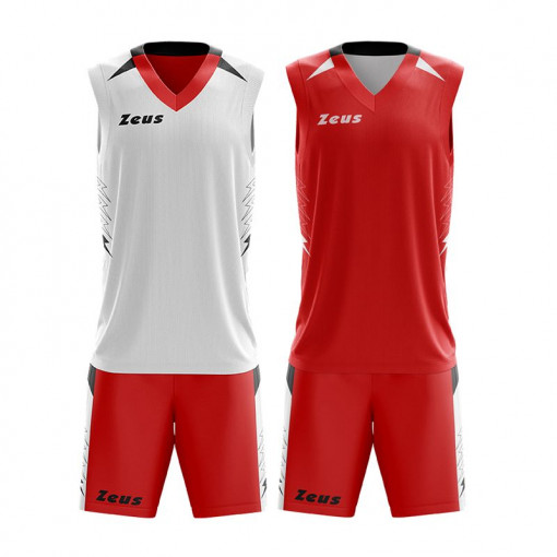 Детски двостранен кошарски дрес ZEUS Reversible Kit Jam Rosso/Bianco