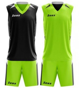 Детски двостранен кошарски дрес ZEUS Reversible Kit Jam Verde fluo/Nero