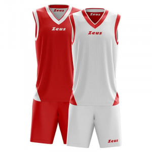 Детски двостранен кошарски дрес ZEUS Kit Doblo Bianco/Rosso