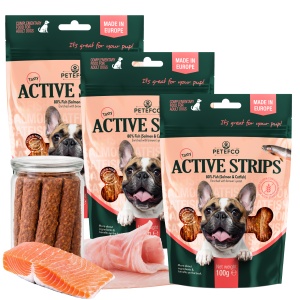 PETEFCO | ACTIVE STRIPS | 80% FISCH | 3x100g | Belohnung für den Hund