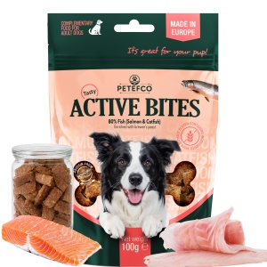 PETEFCO | ACTIVE BITES | 80% Fish | 100g | recompensa pentru caini