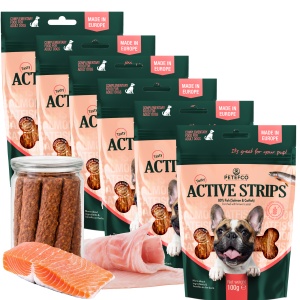 PETEFCO | ACTIVE STRIPS | 80% FISCH | 6x100g | Belohnung für den Hund