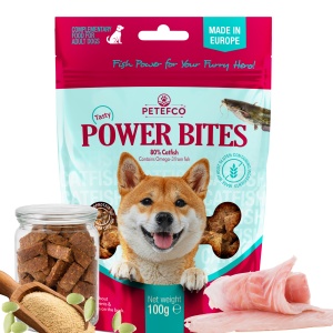 PETEFCO | POWER BITES | 80% FISCH | 100g | Belohnung für den Hund