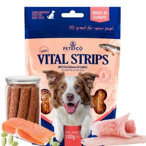 PETEFCO | VITAL STRIPS | 80% Fish | 100g | recompensa pentru caini