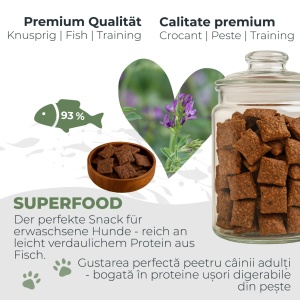FISH CRUNCH | Wels Chips mit Luzerne | 100g | Belohnung für den Hund - Img 3