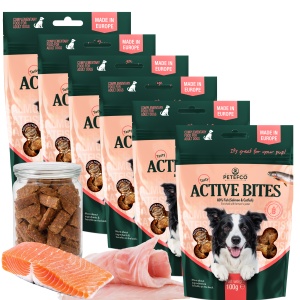 PETEFCO | ACTIVE  BITES | 80% FISCH | 6x100g | Belohnung für den Hund