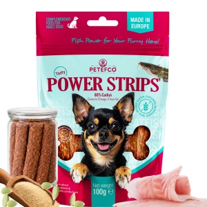 PETEFCO | POWER STRIPS | 80% Fish | 100g | recompensa pentru caini