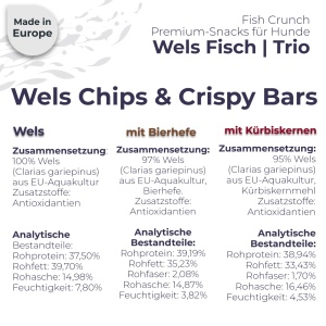 Wels Chips - MIX | Pur, Kürbiskerne & Bierhefe | 3x125g | Belohnung für den Hund - Img 2