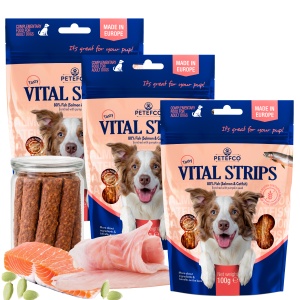 PETEFCO | VITAL STRIPS | 80% FISCH | 3x100g | Belohnung für den Hund