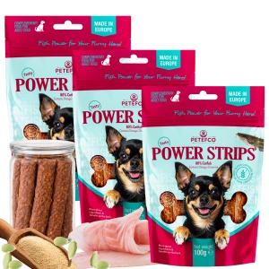 PETEFCO | POWER STRIPS | 80% Fish | 3x100g | recompensa pentru caini