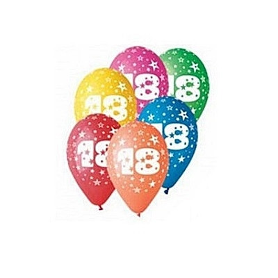 Baloane colorate Gemar - 30 cm, cifra 18, set 25 buc.