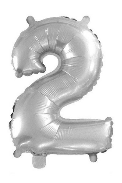 Baloane folie 16" argintiu - cifra 2