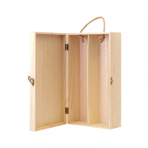 Cutie din lemn pentru 2 butelii (sticla) de vin, 20 x 35 x 9.5 cm