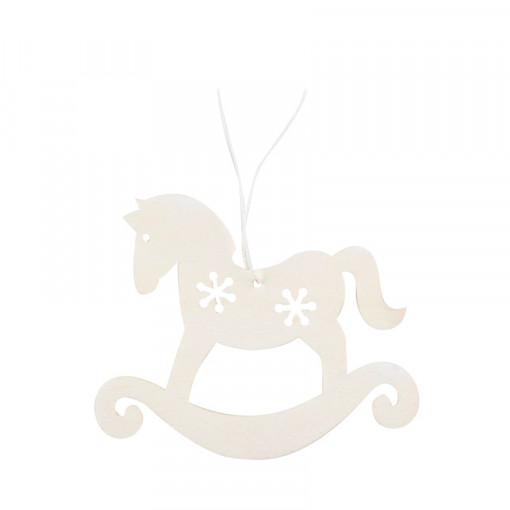 Ornament de craciun, calut balansoar - alb, 10 cm