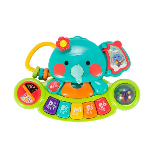 Pian interactiv pentru bebe, forma elefant, 20 x 15 x 4 cm