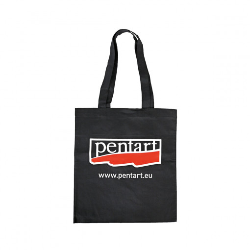 Sacosa bumbac pentru cumparaturi cu maner lung, logo Pentart - negru, 38 x 42 cm