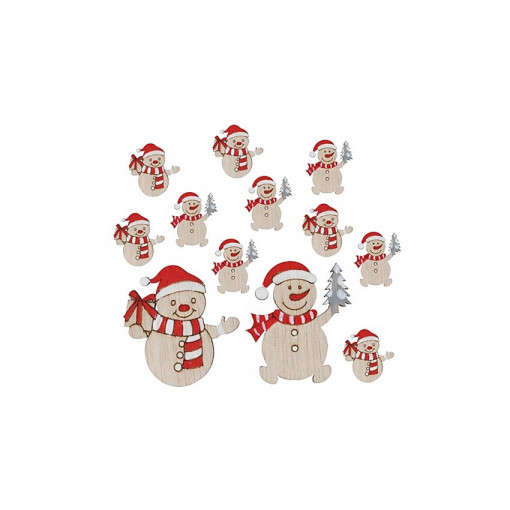 Set 12 omuleti de zapada din lemn, autoadezive, 3.5 cm
