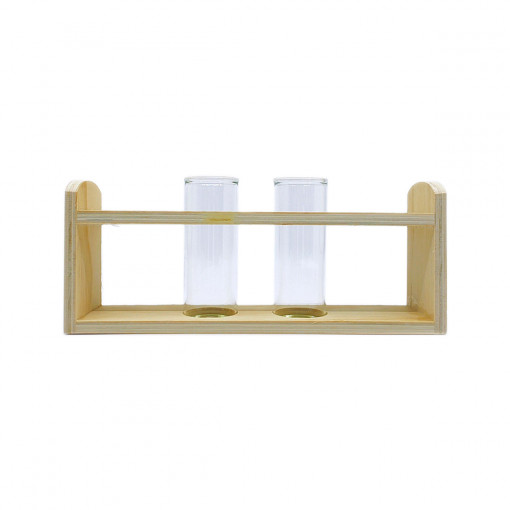 Set 2 eprubete in suport de lemn, diametru 3 cm